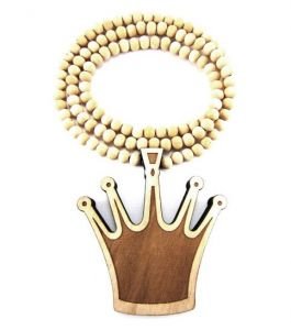 Hip Hop Good Custom Wood Royal Crown 32″ Wooden Bead Necklace