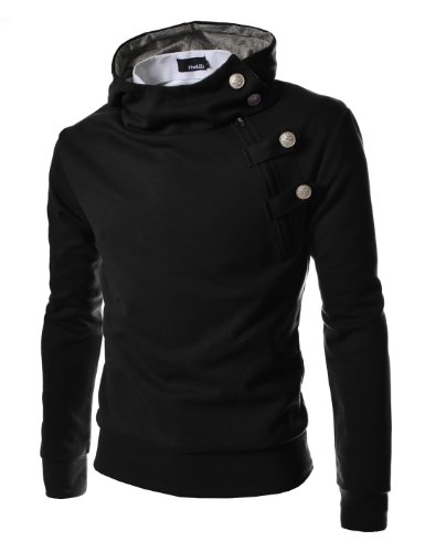 TheLees Men’s Luxury Buckle Hooded Slim Sweatshirt