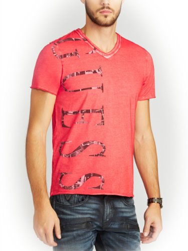 GUESS Men’s Short-Sleeve Gunnarson Fashion V-Neck in Oil Wash