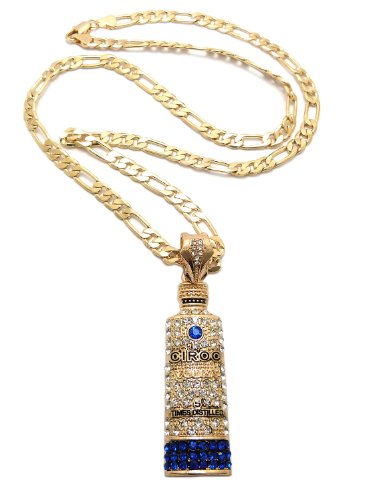 New Iced Out Ciroc Vodka Pendant 5mm/24″ Figaro Chain Hip Hop Necklace MZ57G