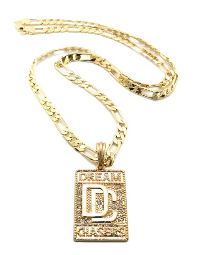 New Dream Chasers ‘DC’ Pendant &5mm/24″ Figaro Chain Hip Hop Necklace MSP383G