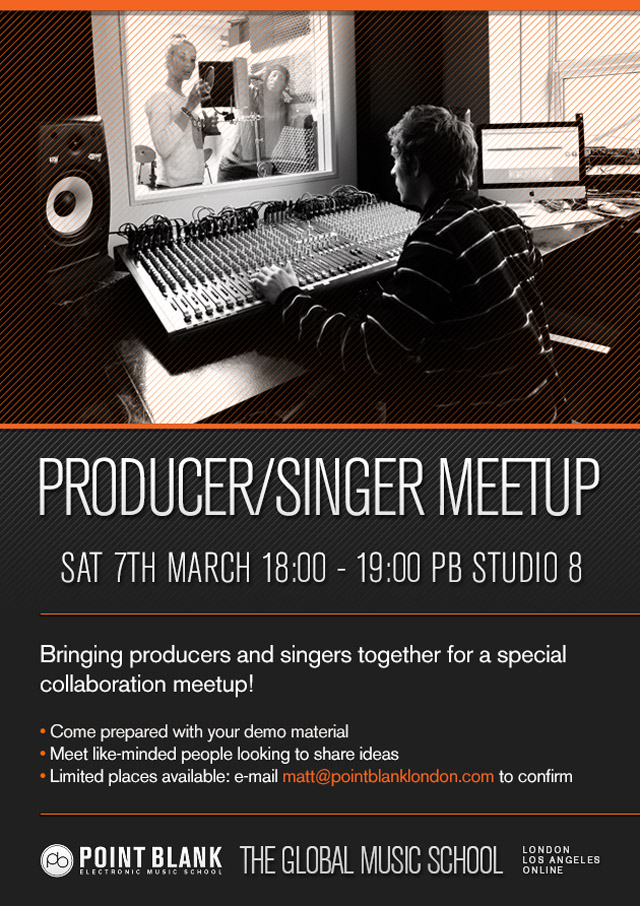 Exclusive Producer/Singer Student Meet-Up This Saturday at Point Blank London