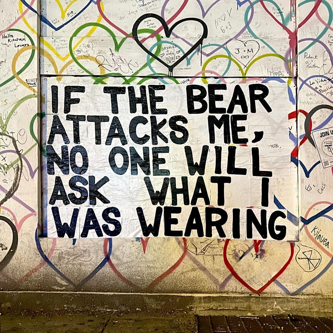 Man vs. Bear: Heartbreaking Street Art by Feminist Collages NYC in New York