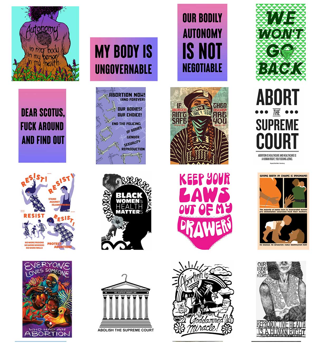 Reproductive Justice/Abortion Rights Graphics on Justseeds