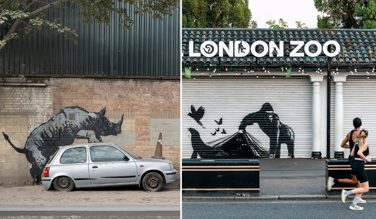 Banksy’s New Street Art in London: Unmasking the Zoo of Modern Society (9 Photos)