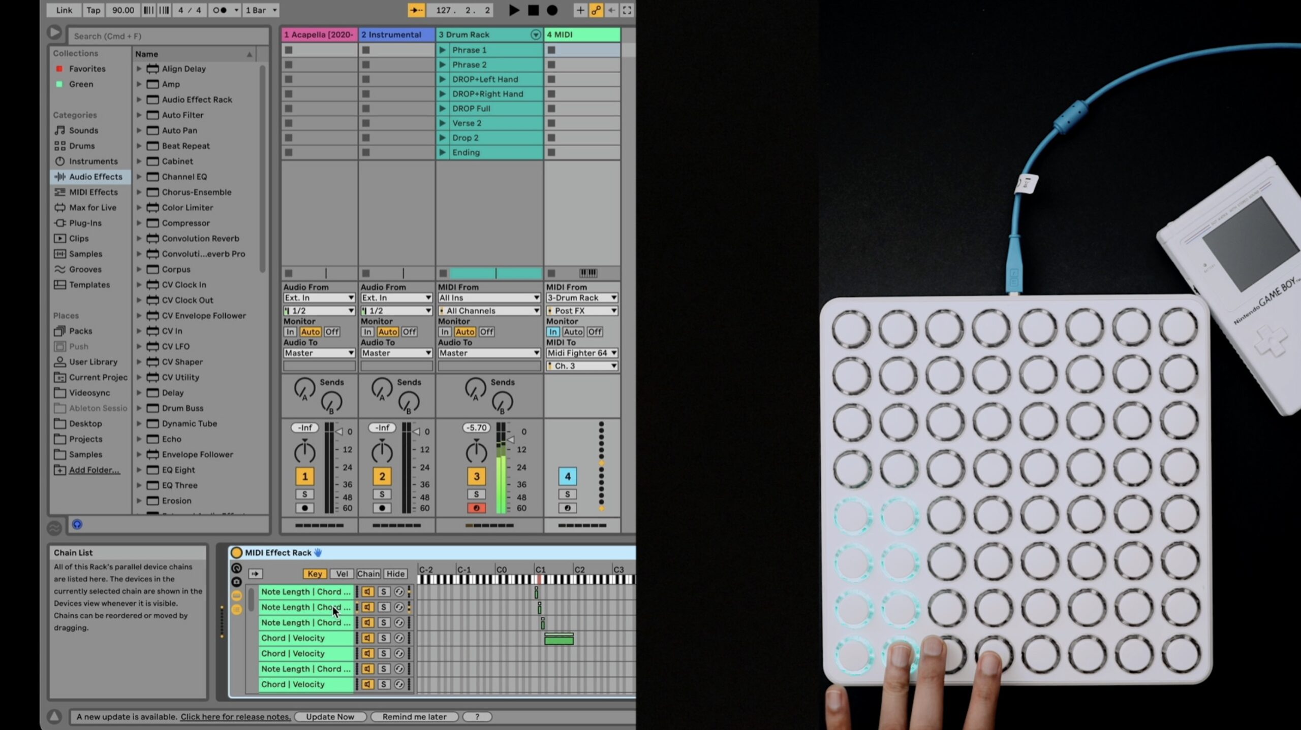 Make your own DIY finger drumming routine with Midi Fighter 64 and Ableton