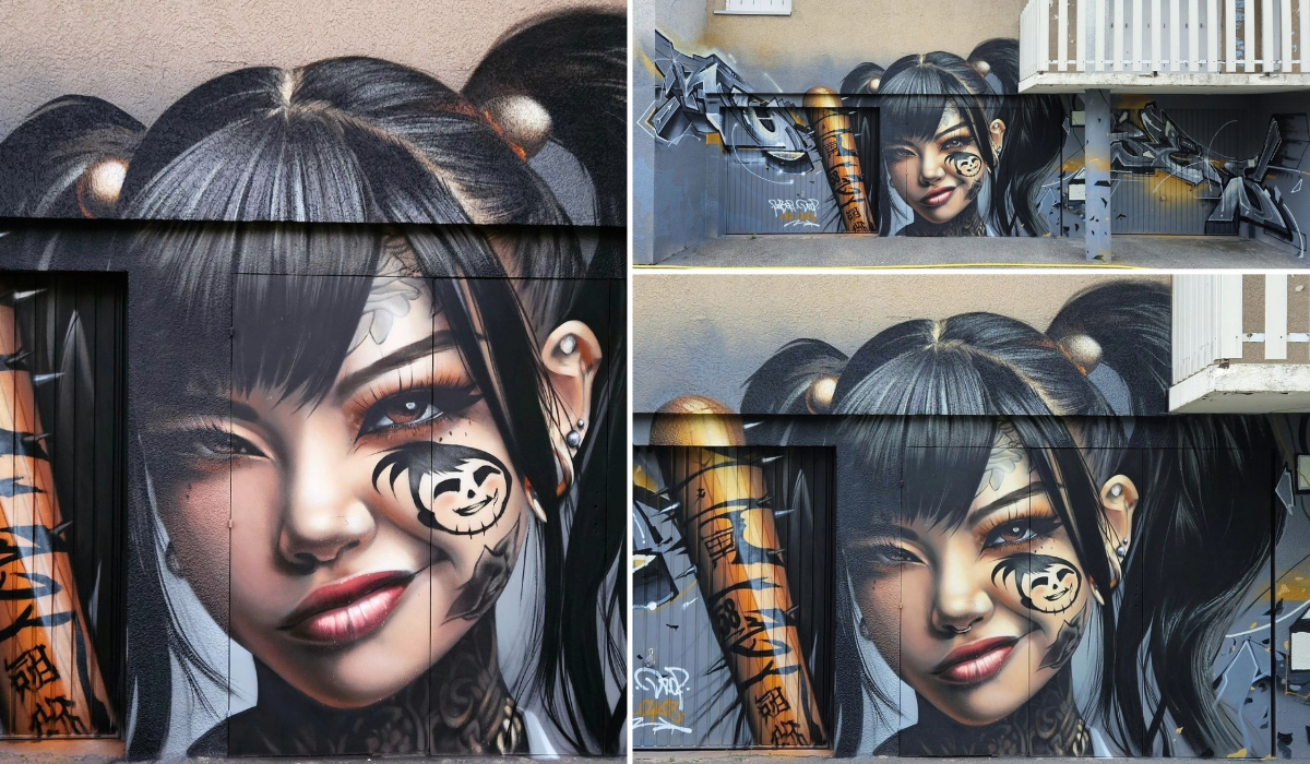 Post Graffiti by DROP and Mimouze in Dunières, France